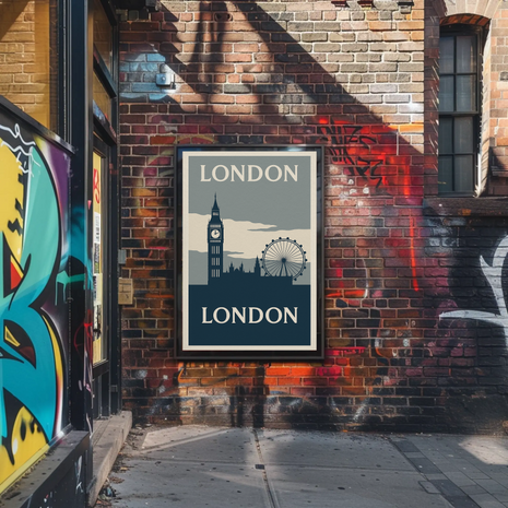 Iconic London Landmarks Vintage Travel Poster