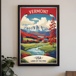 Vermont Autumn Scene Vintage Travel Poster