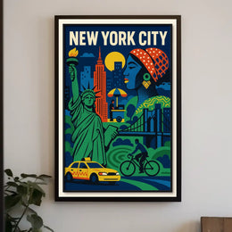 New York City Poster Abstract Travel Colorful Wall Art
