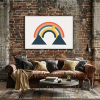 Abstract Rainbow and Geometric Mountains Art Poster