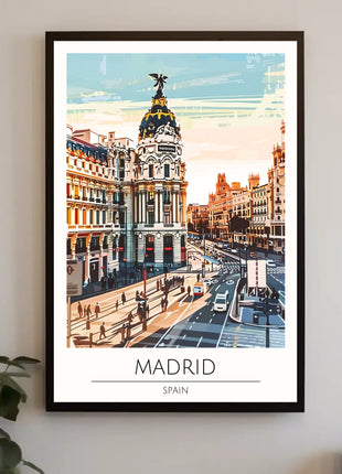 Madrid Urban Landmark Vibrant Digital Art Travel Poster
