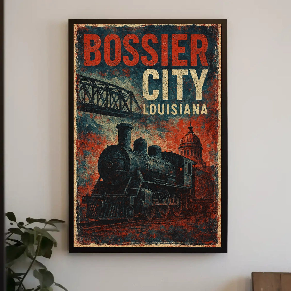 Bossier City Louisiana Cityscape Travel Realism Poster