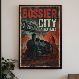 Bossier City Louisiana Cityscape Travel Realism Poster