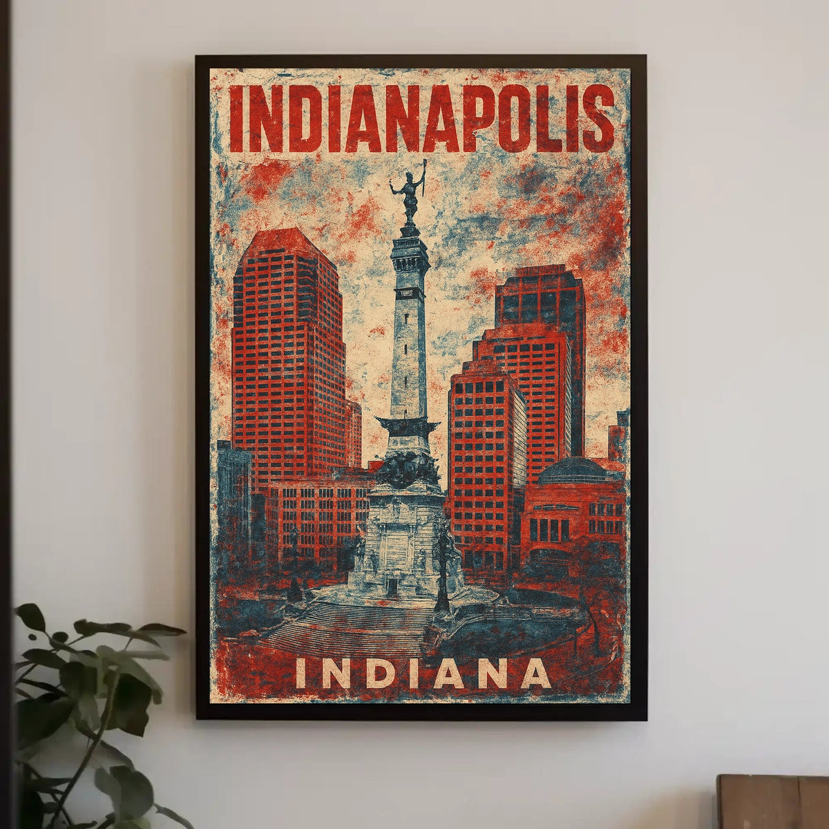 Indianapolis Monument Cityscape Retro Patriotic Poster