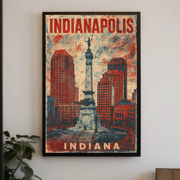 Indianapolis Monument Cityscape Retro Patriotic Poster