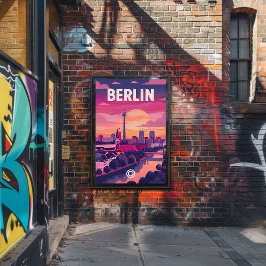 Berlin Skyline Tower Sunset Modern Urban Travel Poster