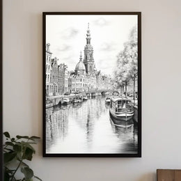 Amsterdam Canal Sketch Poster