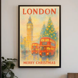 London Christmas Scene Poster