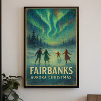 Fairbanks Aurora Christmas Night Sky Landscape Poster