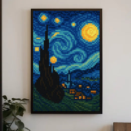 Pixelated Starry Night Poster