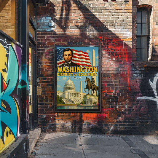 Washington DC Lincoln Capitol Monument Travel Poster