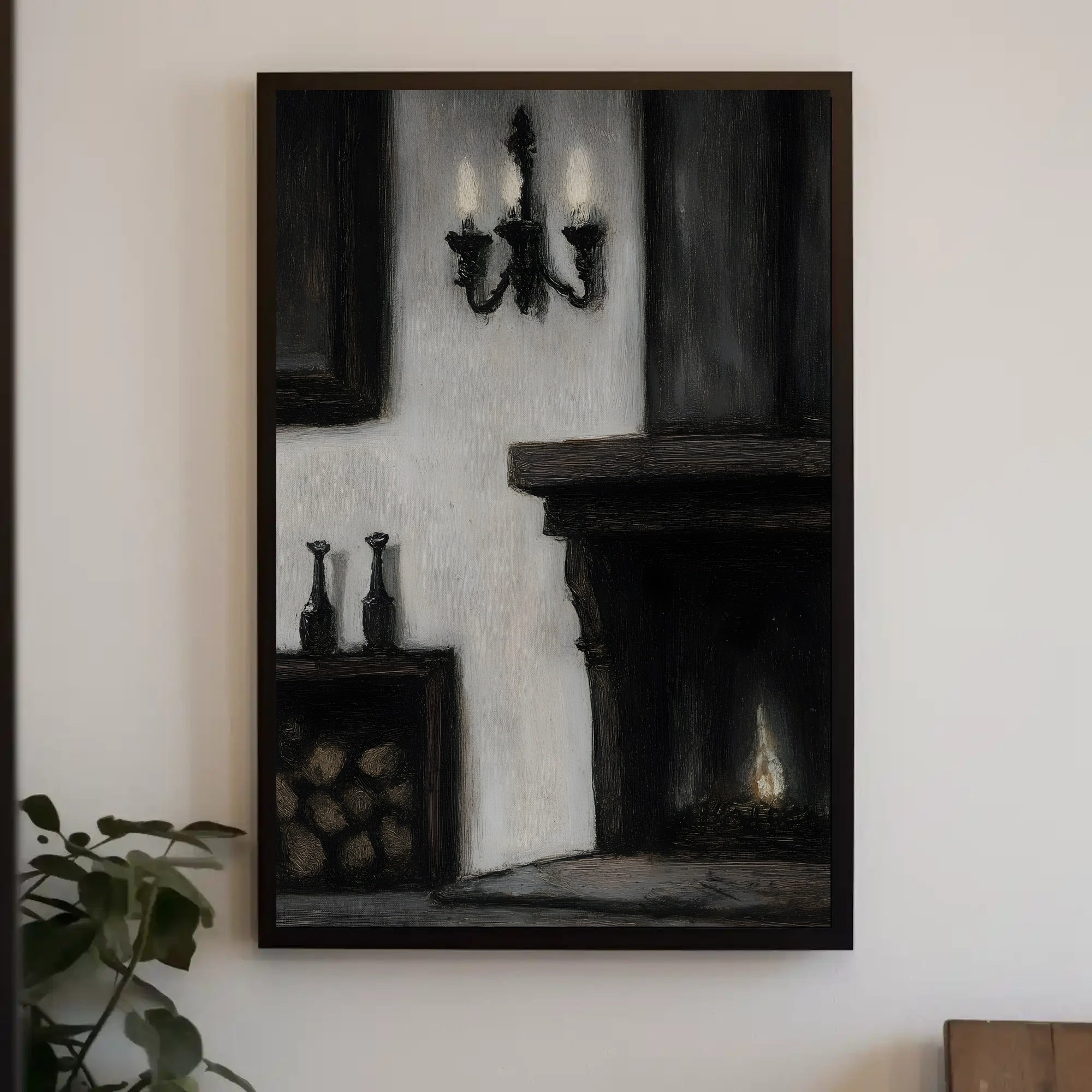 Warm Vintage Fireplace Scene for Cultural or Heritage Poster PosterGoat