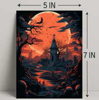 Haunted Moonlit Cemetery Poster