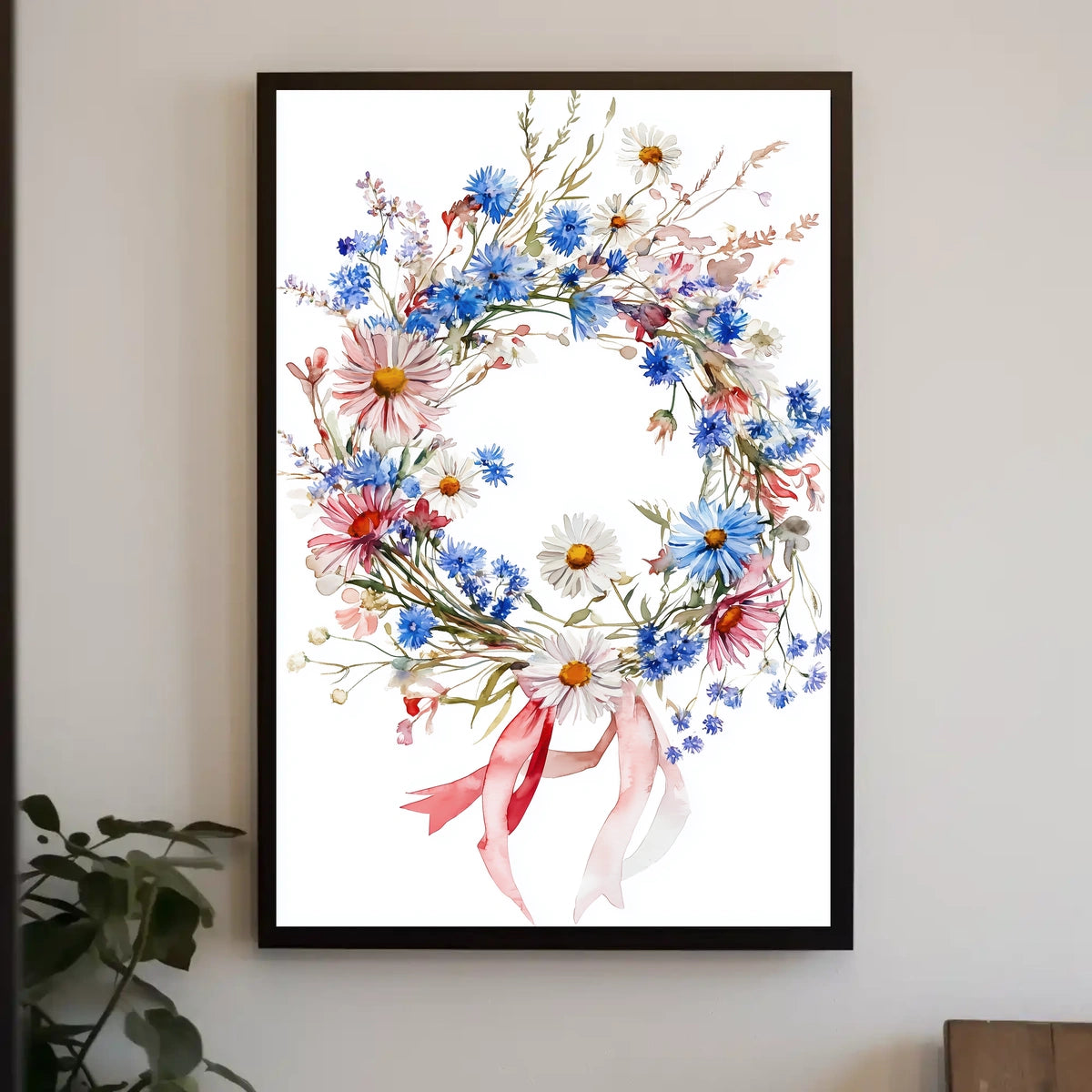 Vibrant Wreath Made Of Wildflowers Wall Decor Poster