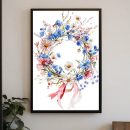 Vibrant Wreath Made Of Wildflowers Wall Decor Poster