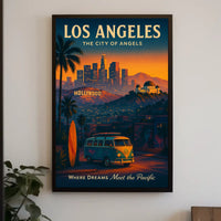 Los Angeles Sunset Vintage Art Poster Print