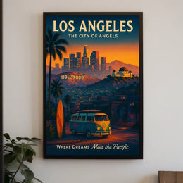 Los Angeles Sunset Vintage Art Poster Print