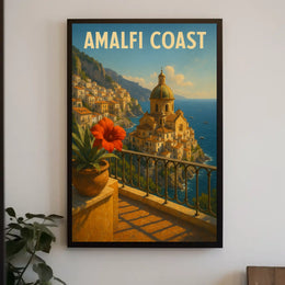 Amalfi Coast Poster Wall Art for Coastal Home Decor