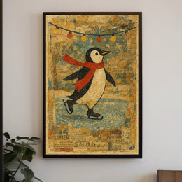 Skating Penguin Delight Poster