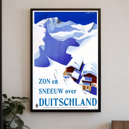 Snowy German Alps Vintage Travel Illustration Poster PosterGoat