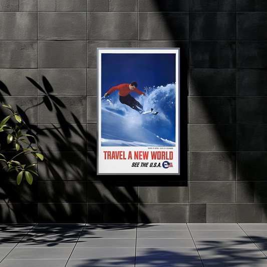 Colorado - Skiing in Aspen Vintage Travel Poster