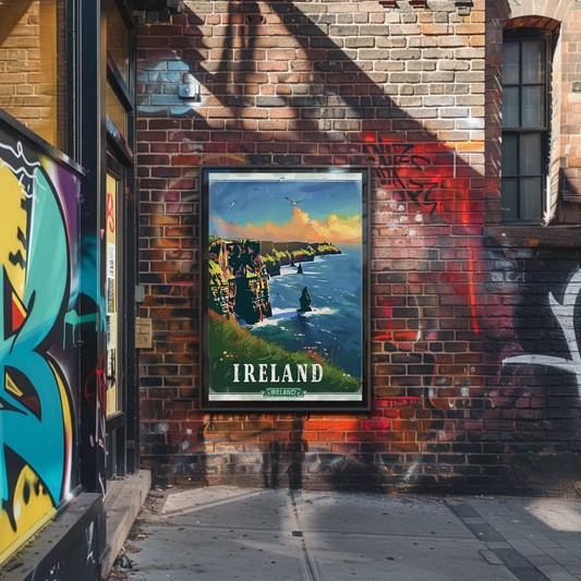 Ireland Cliffs Of Moher Coastal Atlantic Scene Travel Poster