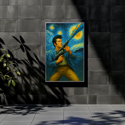 Elvis Starry Night Warrior Strength In Stars Vintage Travel Poster