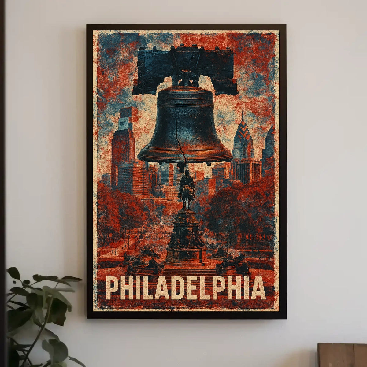 Philadelphia Cityscape Heritage Vintage Poster