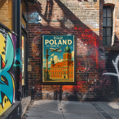 Visit Poland Historic Castle Flight Travel Poster