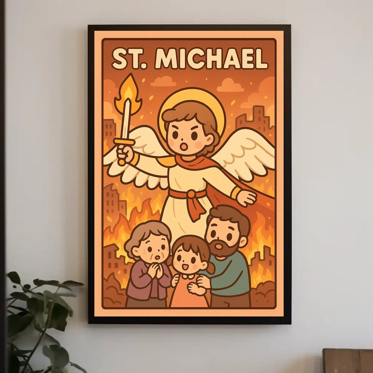 St. Michael Protector In Flames Poster