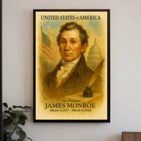James Monroe 5th President of the United States Vintage Watercolor Poster