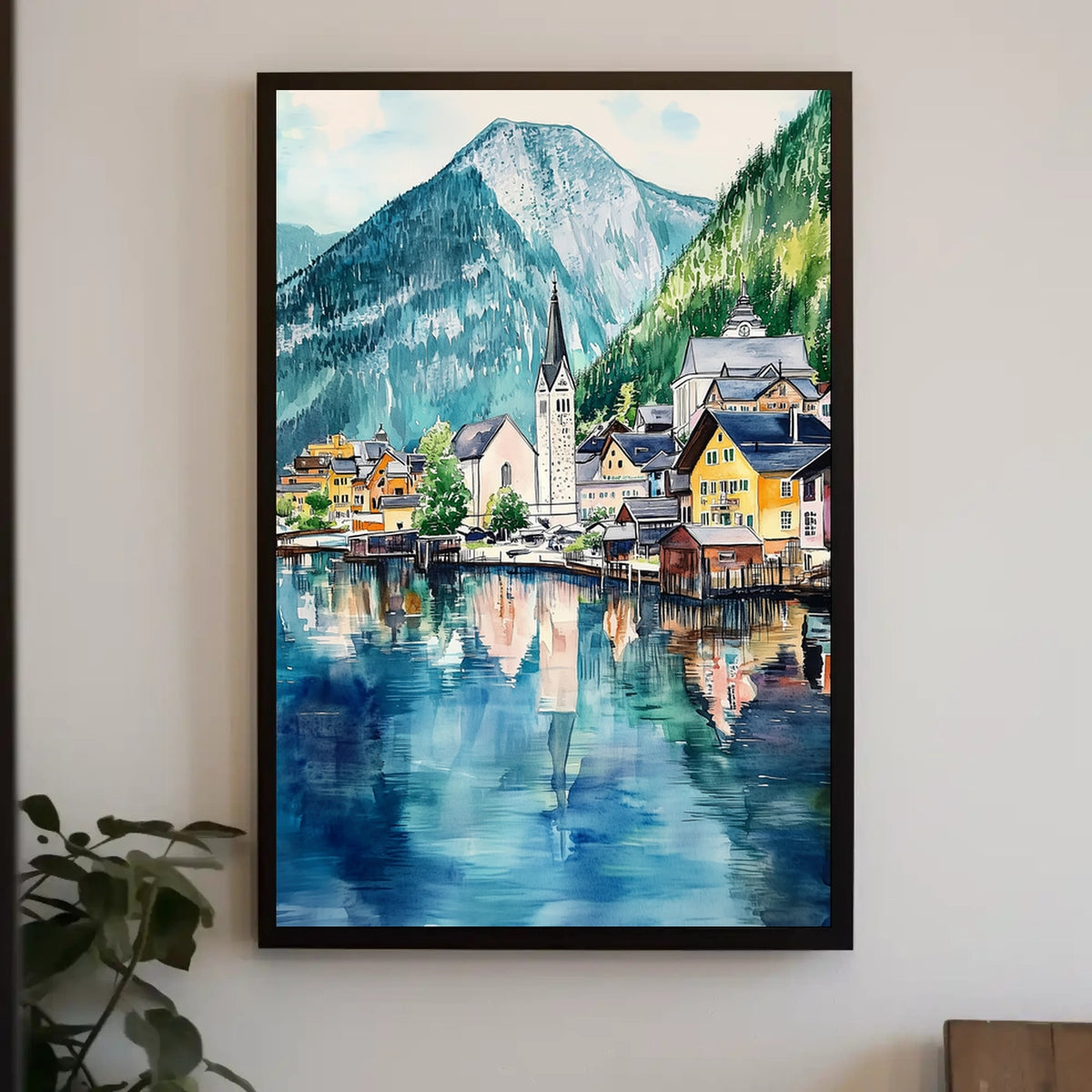 Austria Hallstatt Lakeside Village Poster