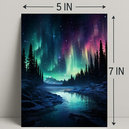 Aurora Borealis Over A Winter Landscape Poster