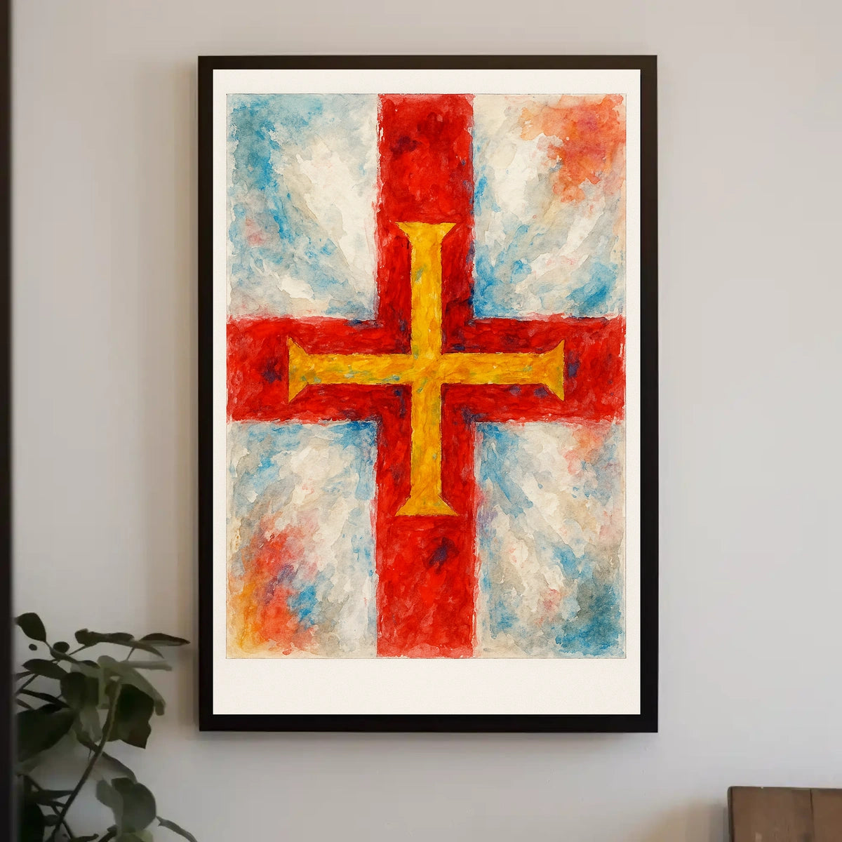 Abstract Cross In Watercolor Abstract Poster