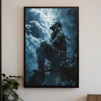 Haunting Horror Poster: Skeletal Figure with Red Eyes PosterGoat