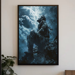 Haunting Horror Poster: Skeletal Figure with Red Eyes PosterGoat