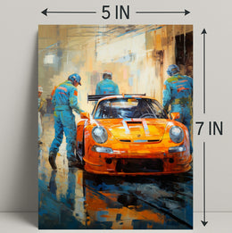 Racing Team In Action Poster PosterGoat