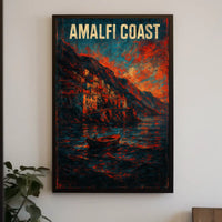 Amalfi Coast Poster Wall Art for Coastal Home Decor