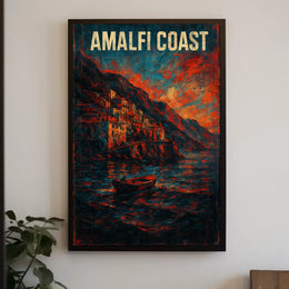 Amalfi Coast Poster Wall Art for Coastal Home Decor
