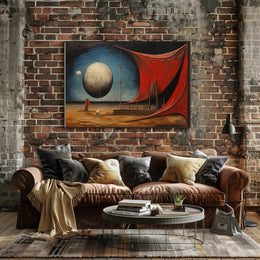 Surreal Spheres in Desert Landscape Artistic Poster