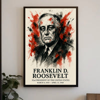 FDR Patriotic Portrait Vintage Historical Presidential Poster