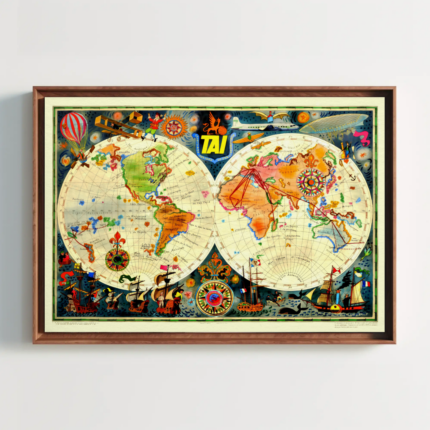 Vintage World Travel Map Poster
