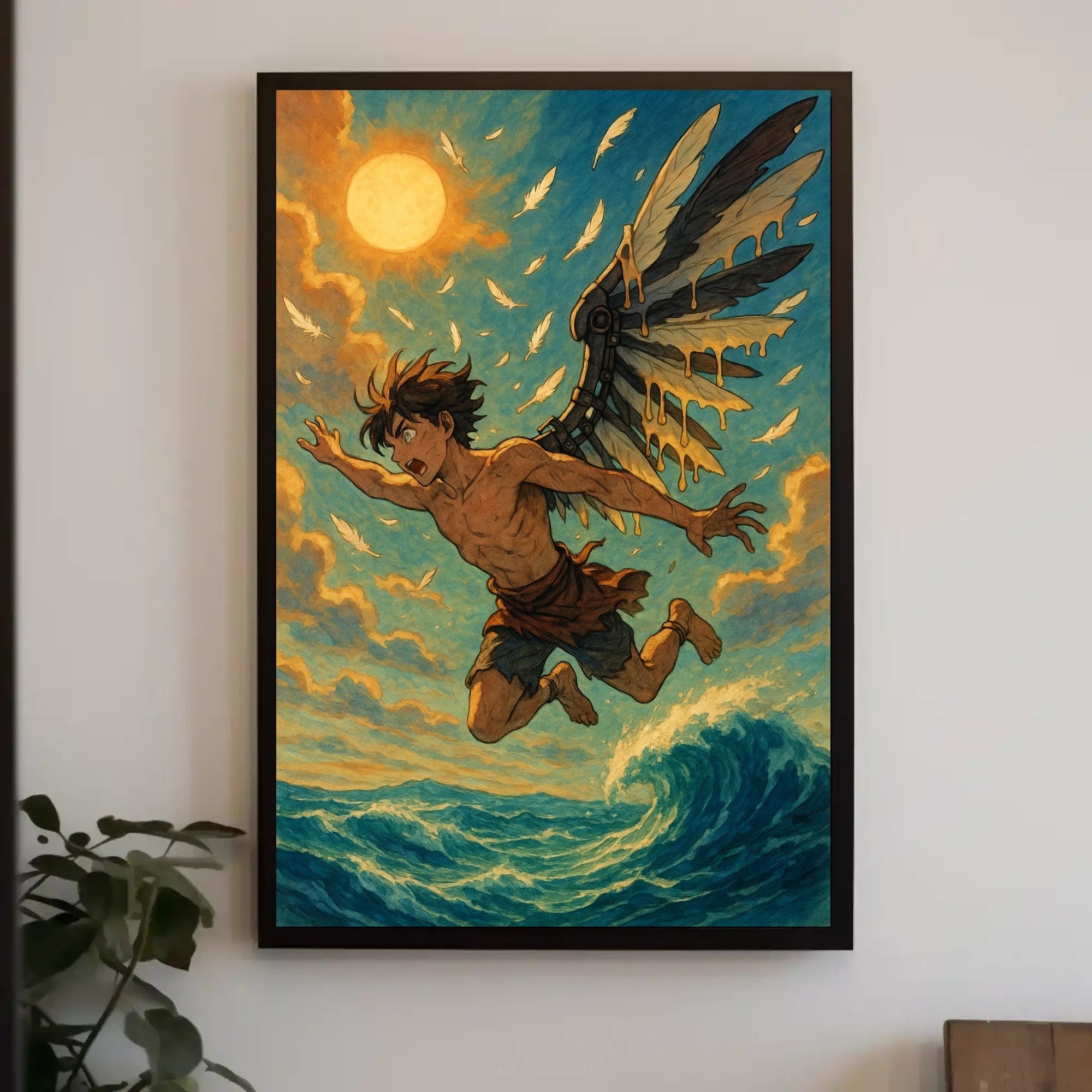 Icarus Inspired Myth Art in Vintage Painterly Style Poster