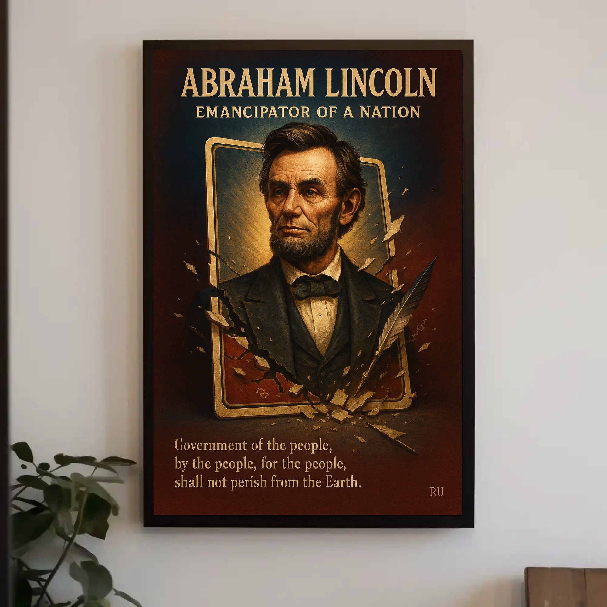 Abraham Lincoln Inspirational Vintage Art Historical or Presidential Poster