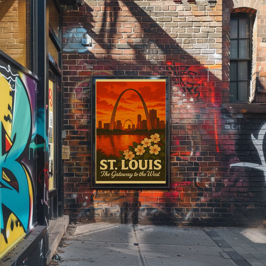 St Louis Missouri Gateway Arch Sunset Skyline Poster