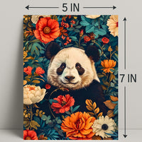Panda in Bloom: Artistic Harmony Animal Poster