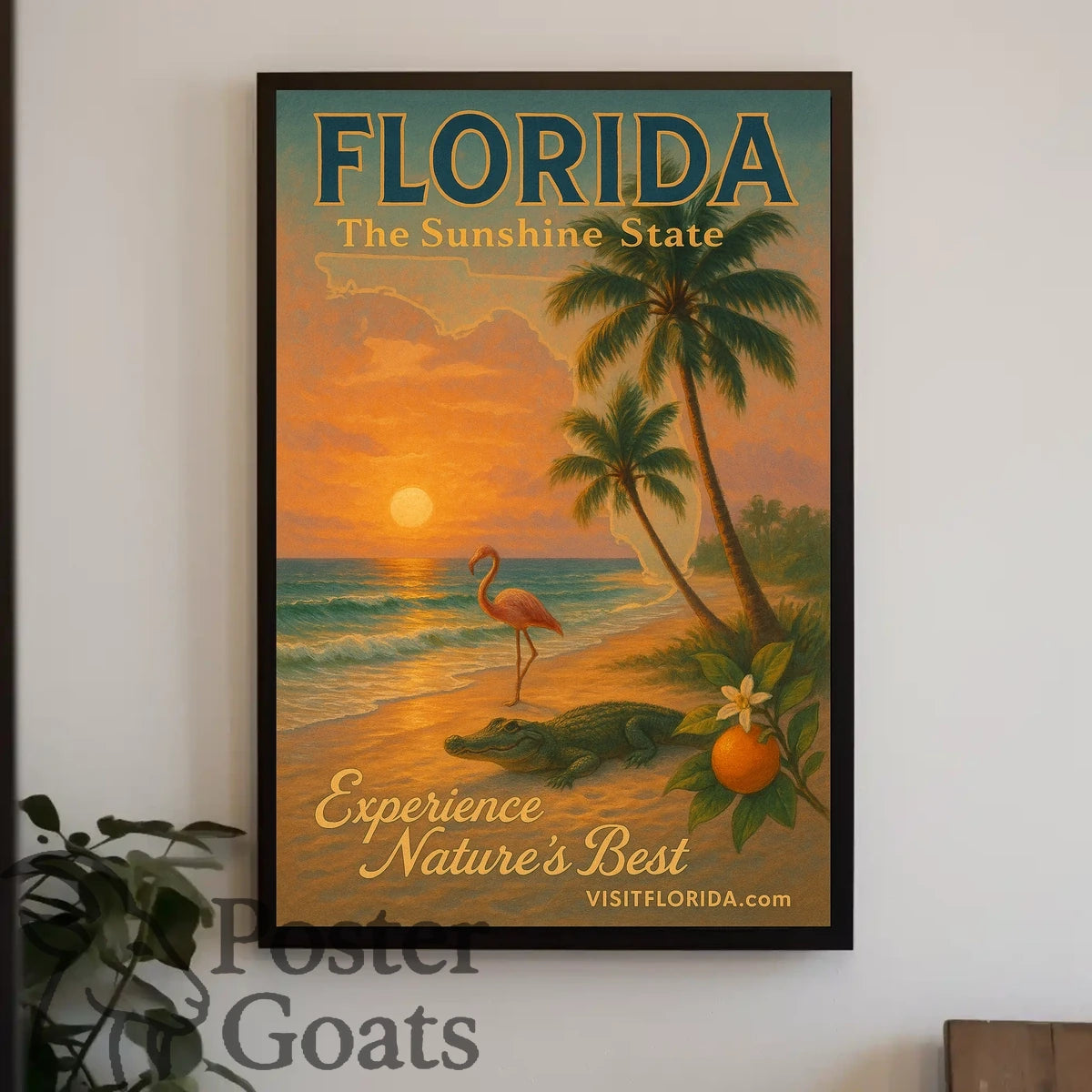 Florida Sunset: Vintage Travel Poster