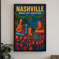 Nashville Music City Mistletoe Poster