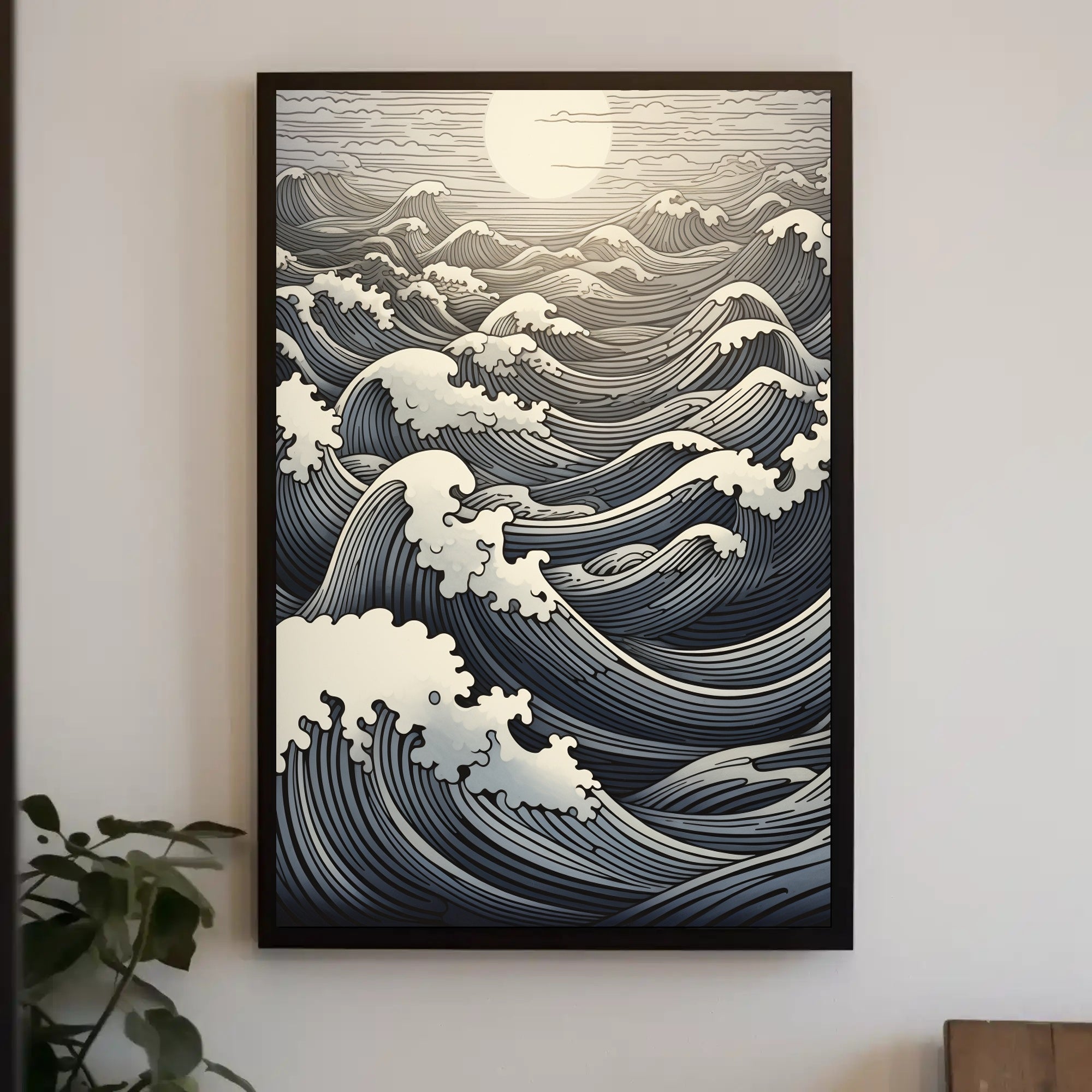 Ocean Waves At Sunset Poster PosterGoat