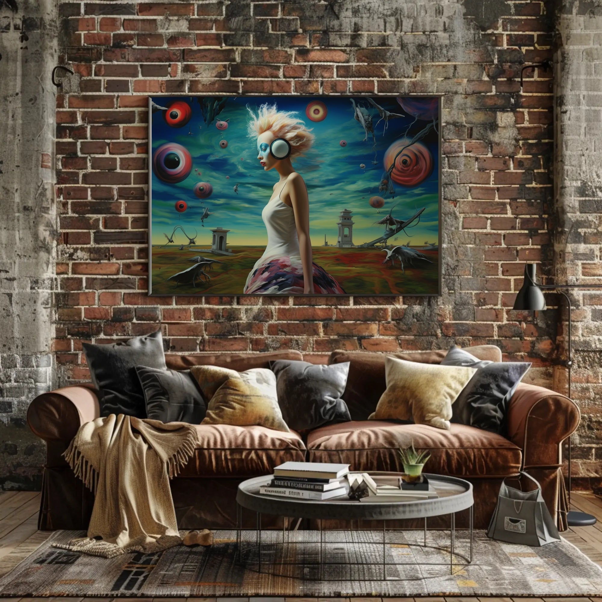 Dreamlike Woman in Stylized Surreal Futuristic Sci-Fi Poster